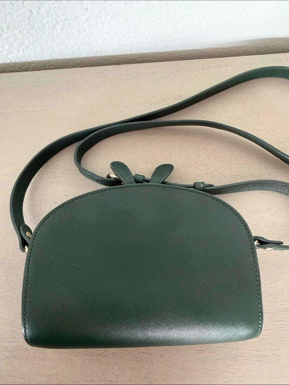 A.P.C. Forest Green Saffiano Leather Crossbody